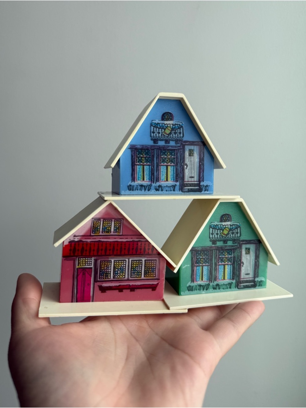 3 Vintage Regency Alpine Village Cottage Challets Christmas Light Covers